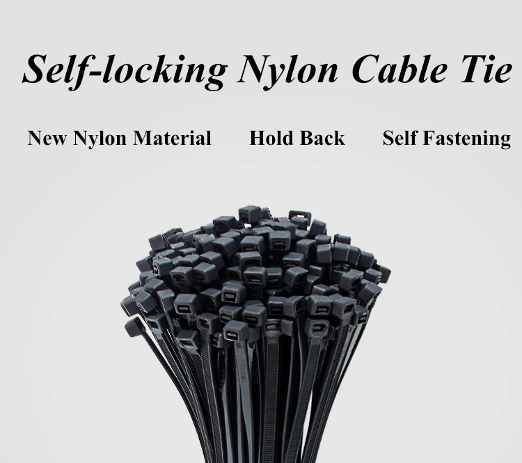 dipgator Self-locking plastic nylon tie 100PCS/bag black Zip wraps strap nylon cable tie set fastening ring Loop Wire Wrap